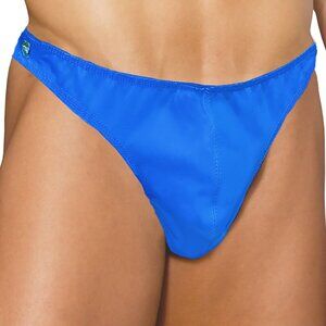 Leather Thong with Side Snaps - Blue